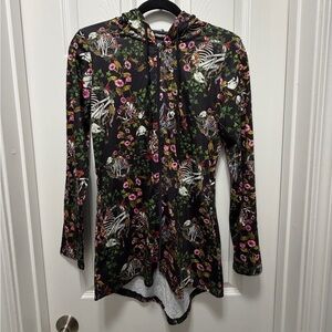 Floral Animal Skeleton Black Women's Hoodie by Jawbreaker